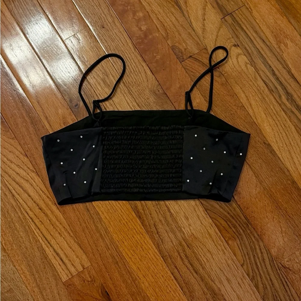 House of Harlow 1960 Satin Top with Rhinestones - Picture 4 of 7